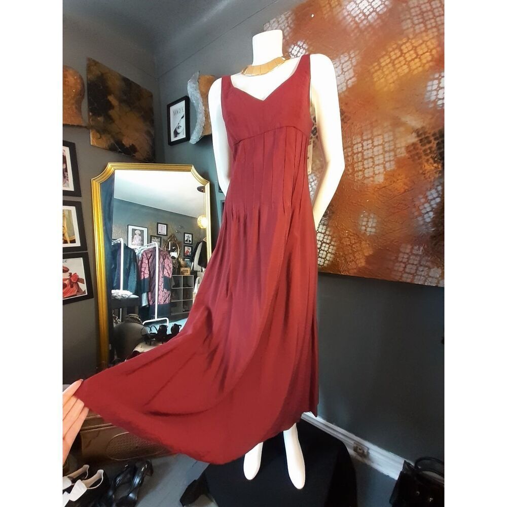 Zara Nwt Women's Burgundy Maxi Dress - Sleeveless V-Neck